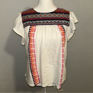 THML Cream Blouse with Vibrant Embroidery